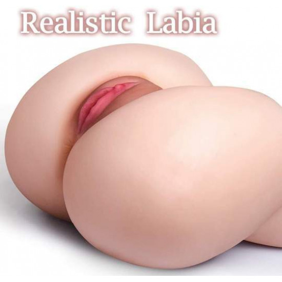 9.4'' doggy style pussy ass male realistic masturbator with lifelike labia-nude