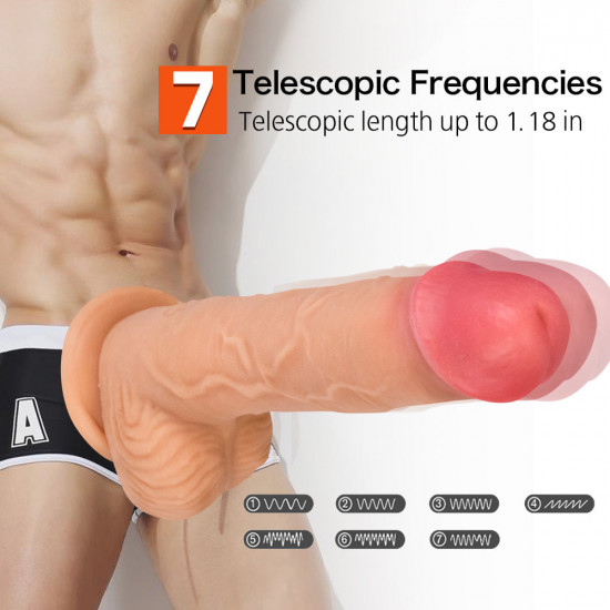 8.46in thrusting realistic dildo vibrator  with 7 telescopic modes heating