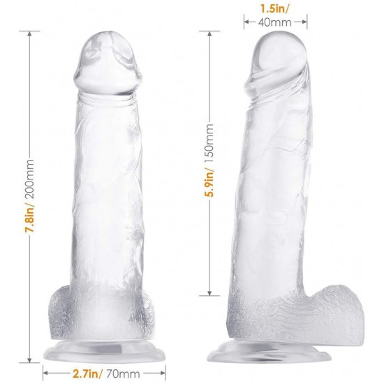 7.3 inch clear dildo- lucas