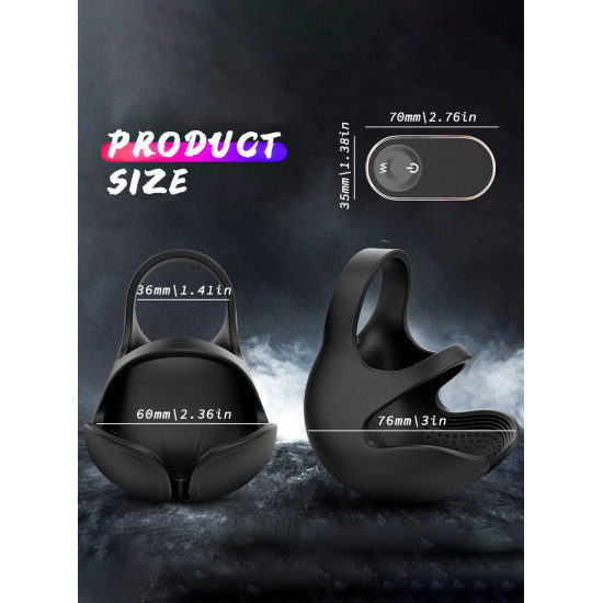 pr9 remote control cock ring 9 modes vibration 2 in 1 testicle penis massager