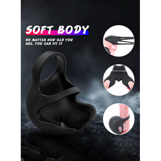 pr9 remote control cock ring 9 modes vibration 2 in 1 testicle penis massager